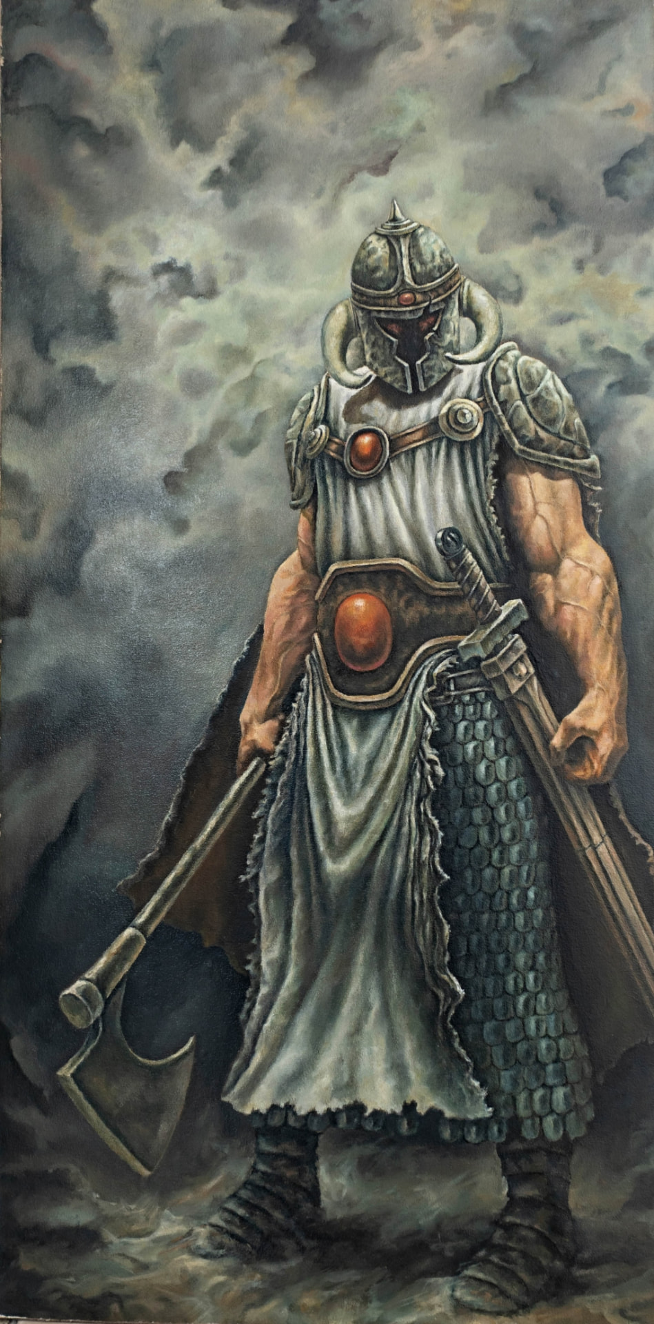 Guerrero con armadura y hacha, obra original de Mazuerart